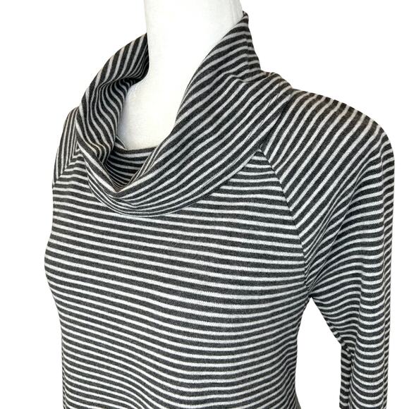 Weekends by Chico's Cozisoft Striped Cowl Neck Pullover Top Gray/Black Size M - Picture 4 of 10